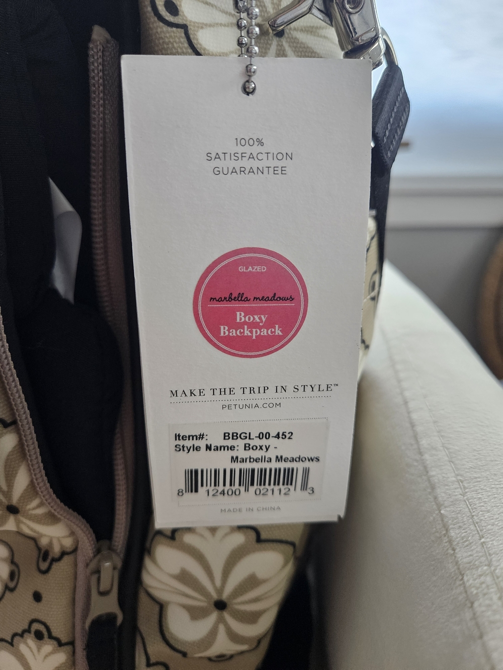 Petunia Pickle Bottom Beige Patterned Diaper Bag Backpack - Picture 9 of 10